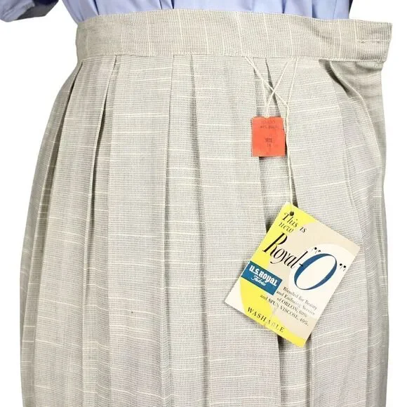 Vintage 50s Pleated Skirt w Paper Tags Metal Zipper Size Small W24-26" - Hey Viv - Picture 3 of 8